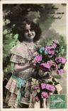 Fantasy - Child - Little girl with pretty bouquet - With all my Friendship