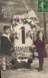 Fantasy - Child - Two Festive children - Happy New Year - January 1 - CPA