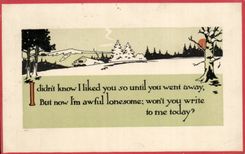 Wunsche - ich wusste nicht dass ich Sie so mochte bis Sie weggingen - Winterszene - CPA