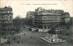 Paris - 14 - Panorama of the Place of the Lion of Belfort - CPA