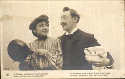 Fantaisie - Couple - la cuisine - humour - CPA 
