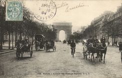 Paris - 8 - Avenue of the Champs Elysees - bicycle - horse - CPA