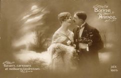 Fantaisie - Couple - Bonne Annee - Romance in the air - CPA 