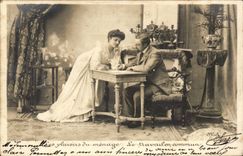 Fantaisie - Couple musing at desk CPA 