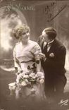 Fantaisie - Couple - Ste Marie - Woman with sweet smile CPA 