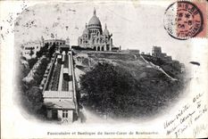 Paris CPA Funiculaire et basilique du Sacre Coeur de montmartre