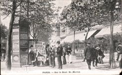 Paris - 10 - On the Boulevard St Martin - IIlustration - Kiosk - CPA
