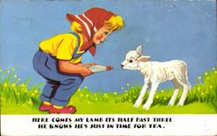 Fantasy - Child - Young stag comes my little Lamb He knows it' S half past three - just in time for tea - CPA