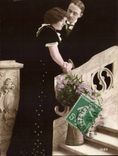 Fantaisie - Couple climbing the stairs CPA 