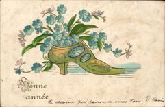 Festivals - Happy New Year - ancient shoe with flowers Shoe CPA
