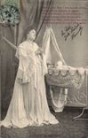 Fantasy - Woman - Baby - cradle - baby in has cradle - praying Mother CPA
