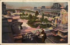 Paris CPA Perspective sur les jardins du Louvre et des Tuileries 