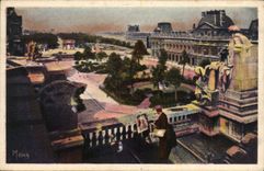 Paris CPA Perspective sur les jardins du Louvre et des Tuileries 