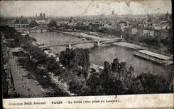 Paris CPA la Seine (vue prise du Louvre)