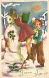 MODERN CARD Fantasy Child Happy New Year Snowman