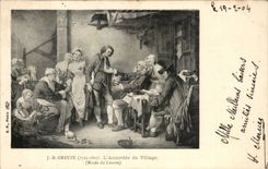 CPA JB Creuze L'accordee de village Musee du Louvre Paris 