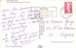 MODERN CARD Paris Avenue of the Elysees Fields