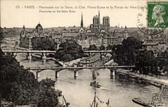 Paris CPA Panorama sur la Seine la Cite Notre DAme et la pointe du Vert Galant