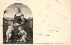 CPA Fantaisie Sanzio La belle ajrdiniere Musee du Louvre