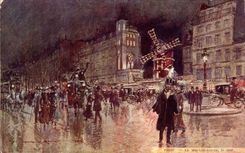 CPA Paris Le moulin rouge le soir ( redmill)