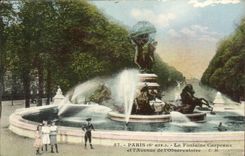 Paris CPA La fontaine Carpeaux et avenue de l'observatoire