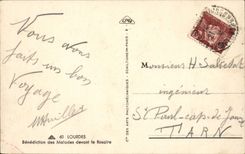 CPA Lourdes Blessing of the patients in front of the rosary