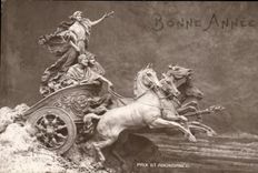 CPA Phantasie-gluckliches neues Jahr Friedens-und abondacepferde