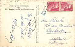 Paris CPM Rue de Rivoli et jardin des Tuileries