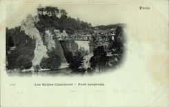 CPA Paris the Chaumont Hillocks the suspended bridge