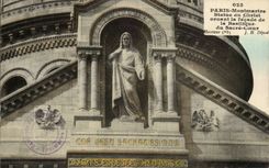 Paris CPA Montmartre Statue du christ ornant la facade de la basilique du Sacre Coeur