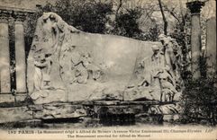 Paris CPA Le monument erige a Alfred de Musset ( avenue Victor Emmanuel III ) Champs Elysees 