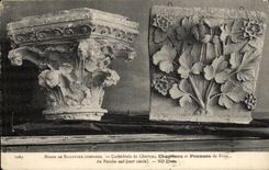 CPA Paris Cathedral of Chartres Capital and panel of planks of the southern porch