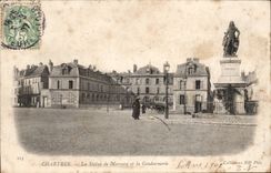 Chartres CPA Statue of Marceau and gendarmerie