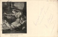 CPA Fantaisie Raphael Sanzio La vierge au voile Musee du Louvre paris