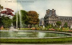CPM Paris Le jardin des Tuileries et le Louvre