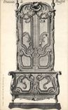 Paris CPA Dessin de Buffet Meuble Rue des Beaux Arts