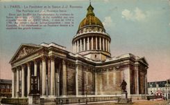 Paris CPA Pantheon et la statue de JJ Rousseau