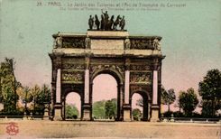 Paris CPA Jardin des Tuileries et arc de triomphe du Carrousel