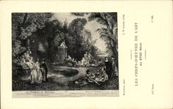 CPA Fantaisie Les chefs d'oeuvre de l'art au 18eme Le bosquet de Bacchus Watteau