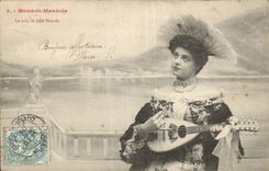 CPA Fantasy Woman Mandoli Mandola the evening pretty Manola