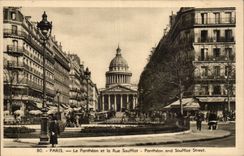 Paris CPA the Pantheon and the street Soufflot