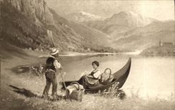 CPA Phantasie-Frau im Ballade im Boot