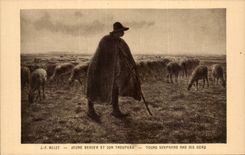 CPA Millet Jeune berger et son troupeau Moutons sheep
