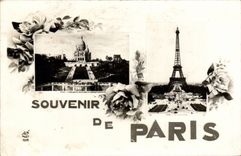 Paris CPA Crowns Heart Montmatre Eiffel Tower