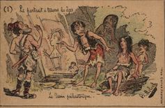 CPA Phantasie das Portrait durch altes die prahistorische Zeichnung