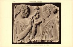 CPA Paris Musee of the Louvre Bas relief says the exaltation of the flower