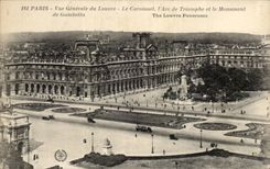 Paris CPA Vue generale du Louvre Le CArrousel L'arc de triomphe et le monument de Gambetta