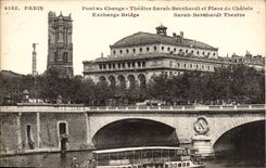 Paris CPA Pont au change Theatre Sarah Bernardt et place du Chatelet