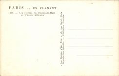 Paris CPA gardens of the Champ de Mars and the military academy