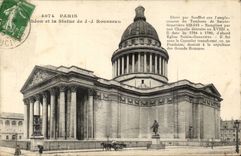 Paris CPA the Pantheon and Statue of JJ Rousseau
